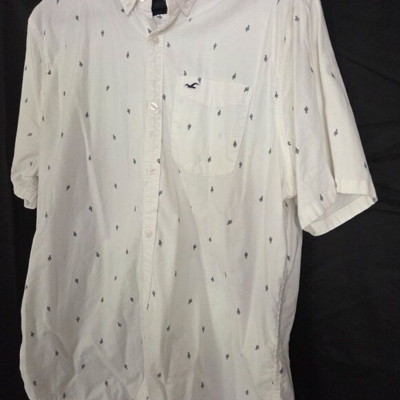 Hollister California White Epic Flex Stretch Shirt Short Sleeve Size XL - Picture 3 of 6